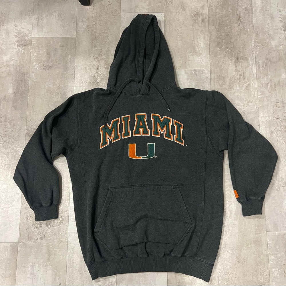 Colosseum Black Miami Hoodie with Orange and Green Logo